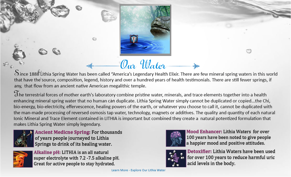 Lithia Spring Water American's Legendary health enhancing Lithia