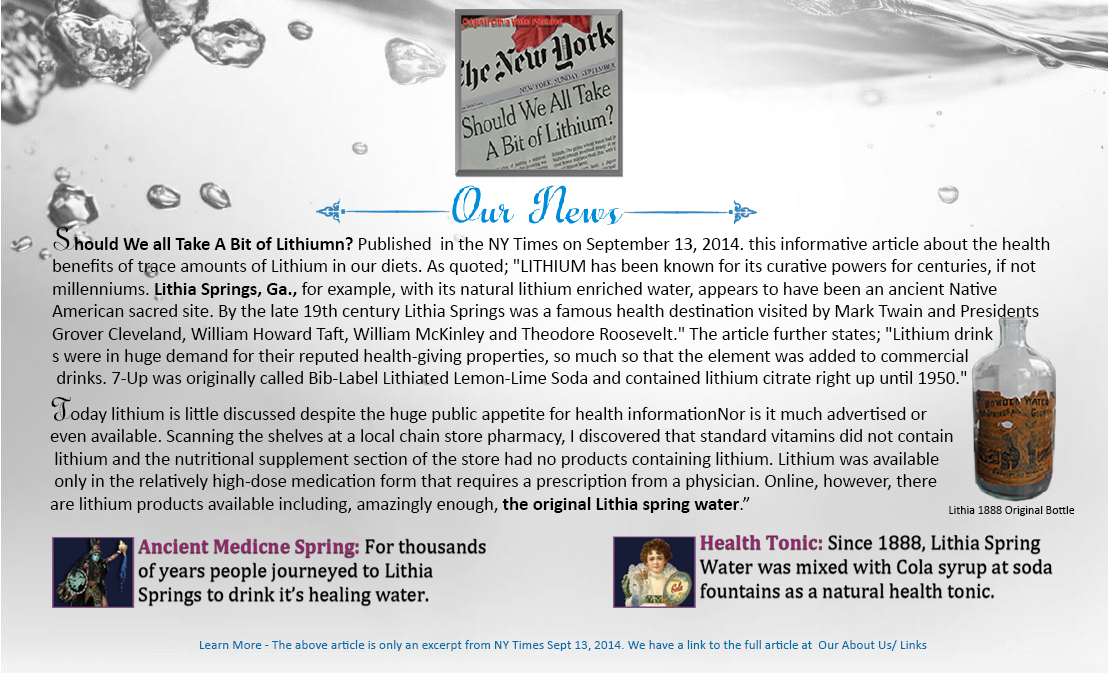 Lithia Spring Water American's Legendary health enhancing Lithia